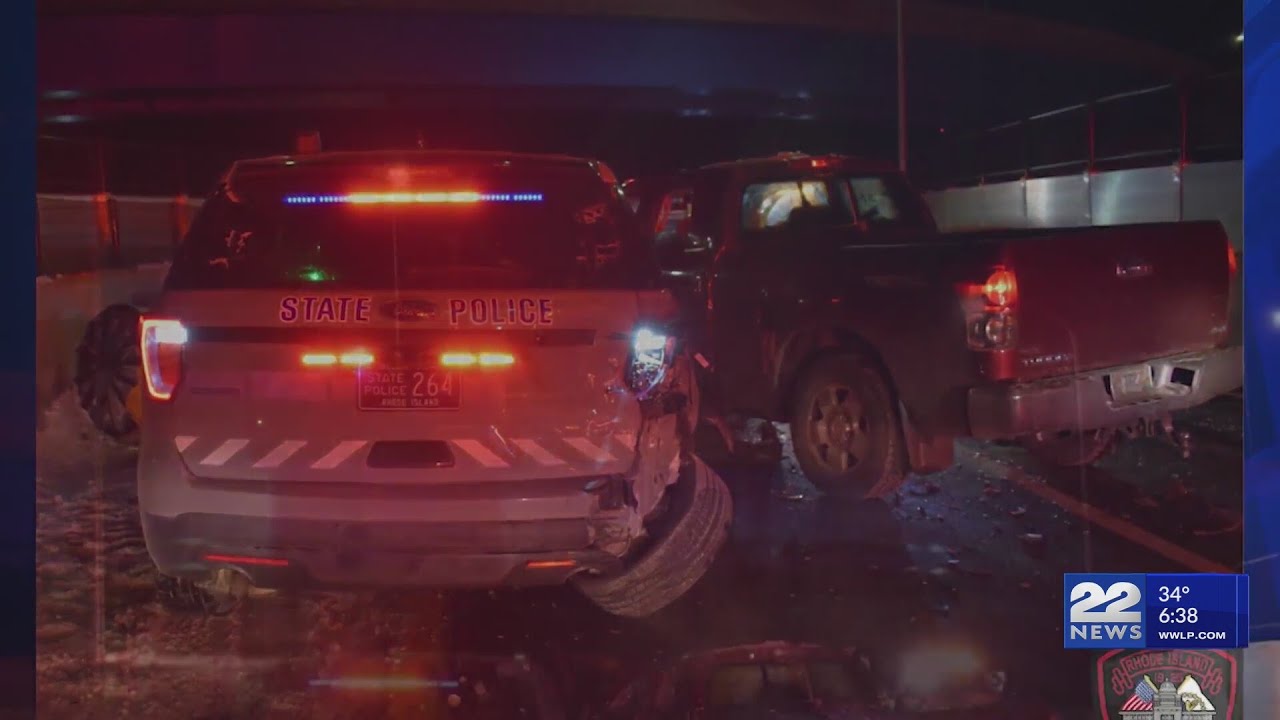Man arrested for crashing into two cruisers in Rhode Island - YouTube