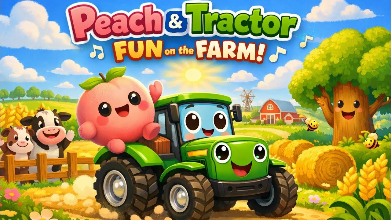 Peach 🍑 on Tractor 🚜 | Fun Farm Song for Kids || preschool||