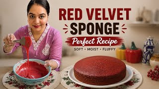 1 पाउंड Red Velvet Cake Sponge की Perfect Recipe 🎂 | Half Kg Cake Recipe | Grams & Cups Measurement