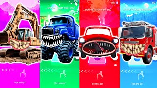 Excavator Monster vs Monster Truck vs Car Eater vs Fire Truck Monster | Tiles Hop