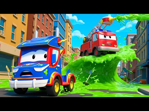 Наводнение слизью! 🚒 Супергрузовик: мойка и уборка | Грузовики для детей