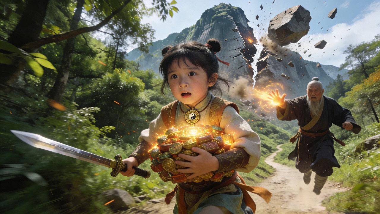 เด็กหญิงใช้หนึ่งหมัดทำลายภูเขา แย่งสมบัติทั้งหมดจากอาจารย์ ก่อนลงเขาไปหาพ่อ