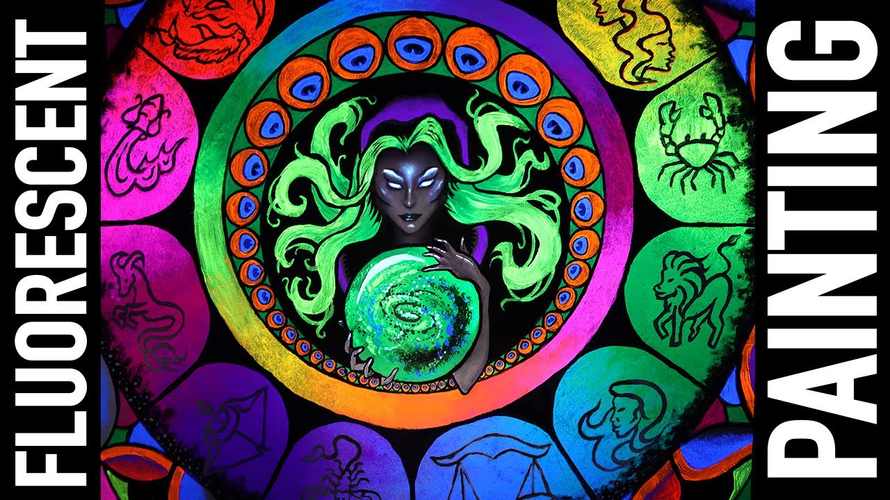 Fluorescent Black Light Painting Time-Lapse