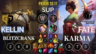 GEN Kellin Blitzcrank vs IG Fate Karma Sup - KR Patch 10.17