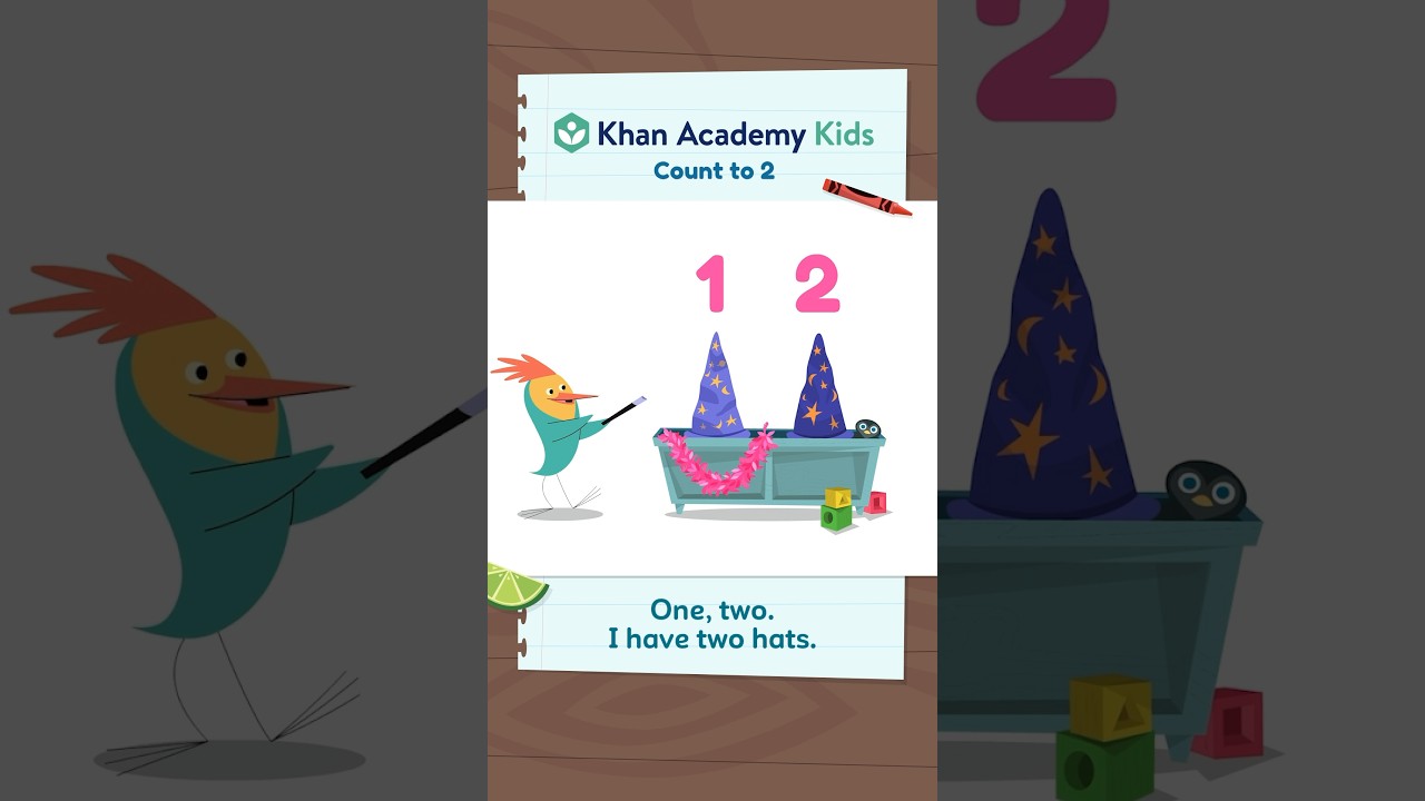 Learn to count to 2 with Peck from Khan Academy Kids. #educationalvideos #counting #learning