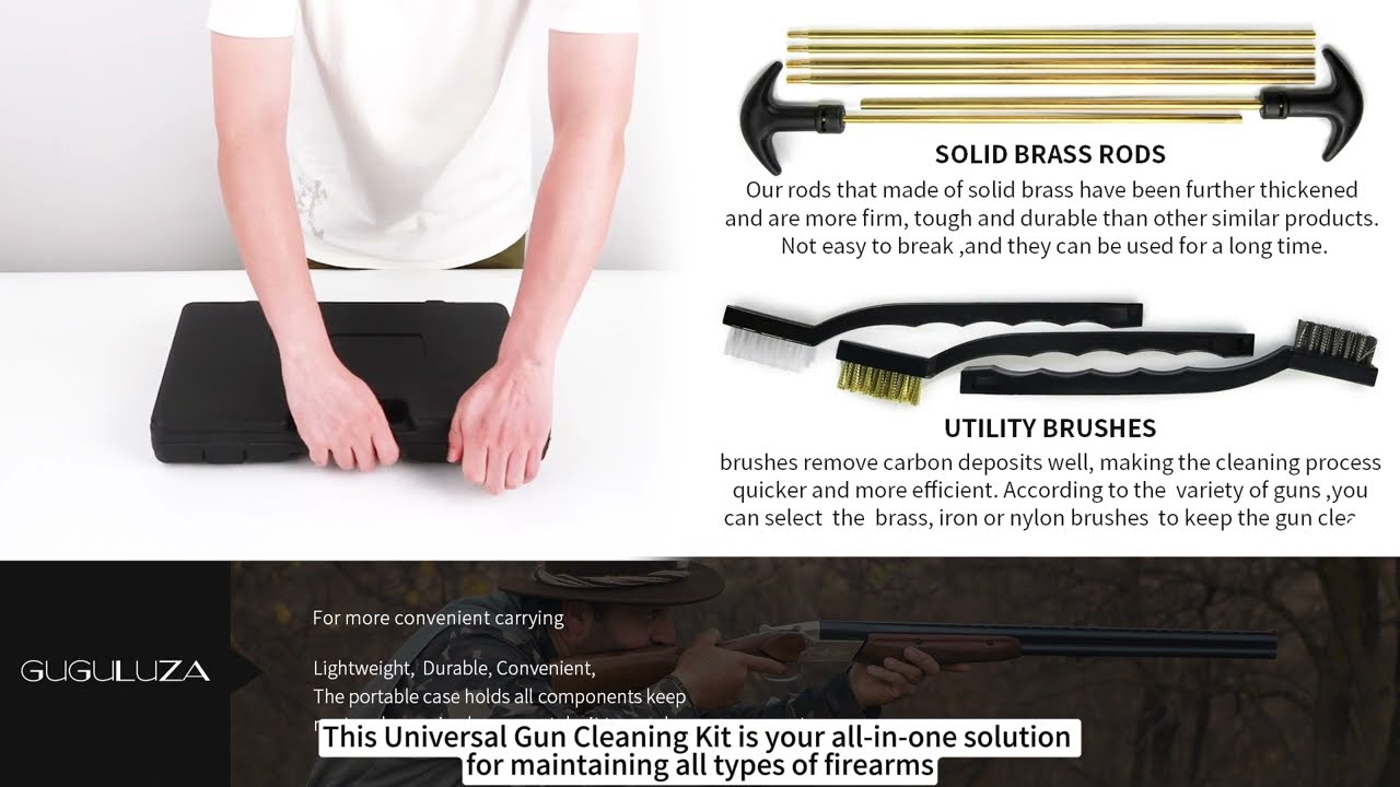 Universal Gun Rifle Handgun Cleaning Kit for All Guns with Case Travel Size-Brass jags and tips