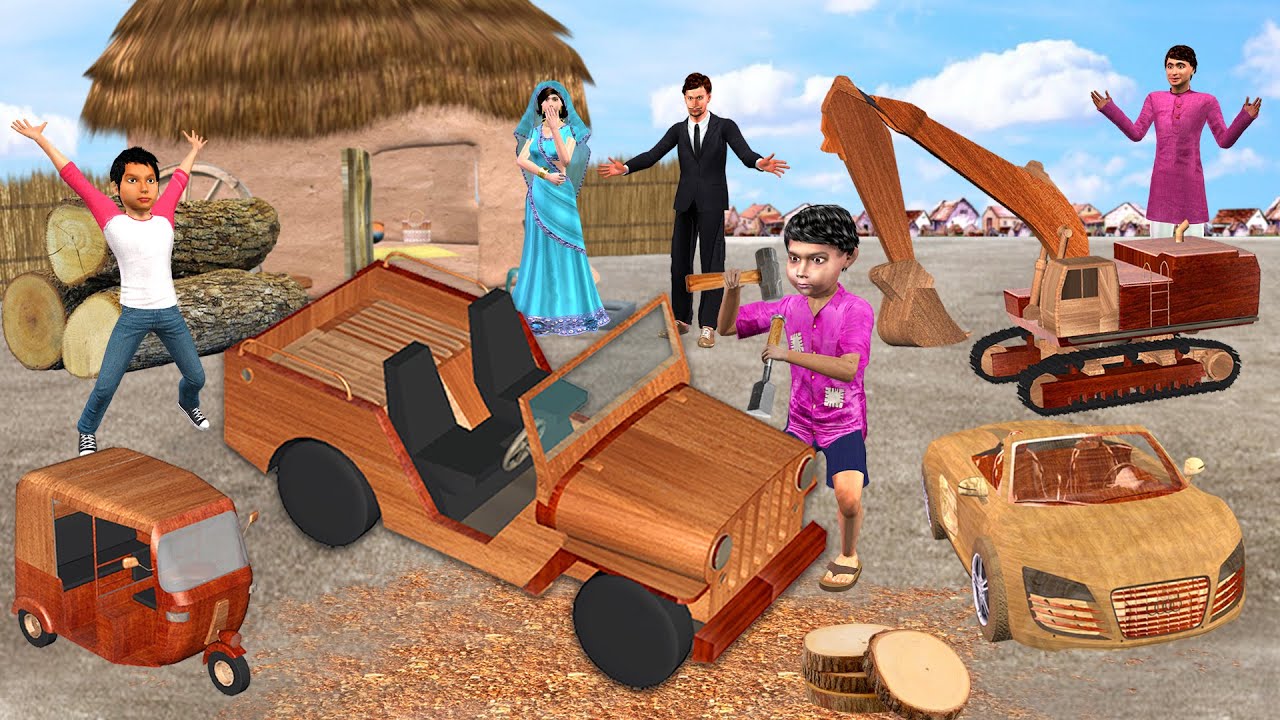     Garib Ka Wooden Vehicles Mini Wooden Toys Hindi Kahaniya New Funny Comedy Video