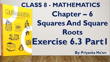 Class - 8 | Maths | Chapter - 6 | Squares and Square Roots | Exercise 6.3 | Part 1