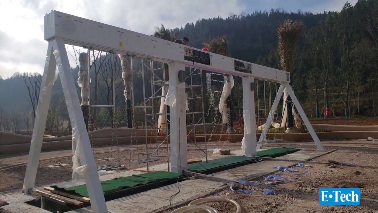 Digital Waterfall Swing 4 seats installation video in Techand Project