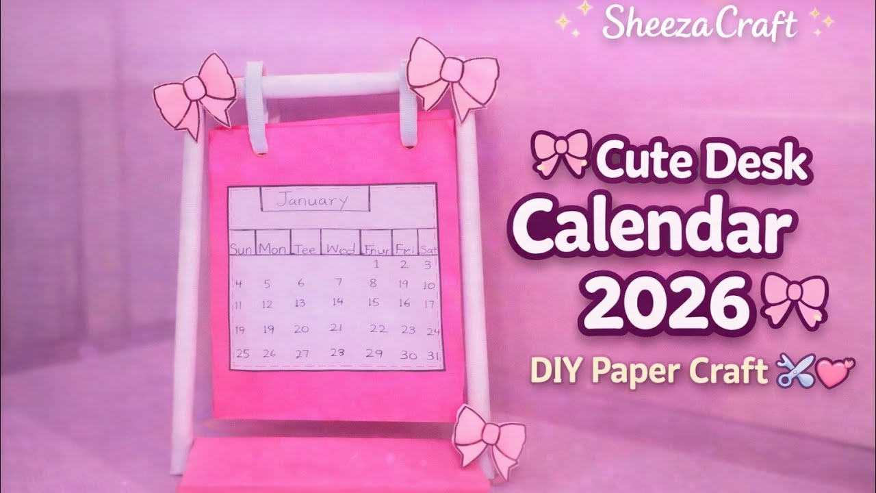 🎀 Cute Desk Calendar 2026 | DIY Paper Craft Tutorial ✂️💕 🎀