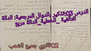 الدرس 03:تذكير بالدوال المرجعية:الدالة التألفية ؛الخطية؛الدالة مربع في الرياضيات للسنة الثانية ثانوي