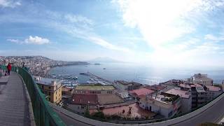 Video 360 VR Landscape of Naples Bay ITALY.  Panorama del golfo di Napoli da Posillipo