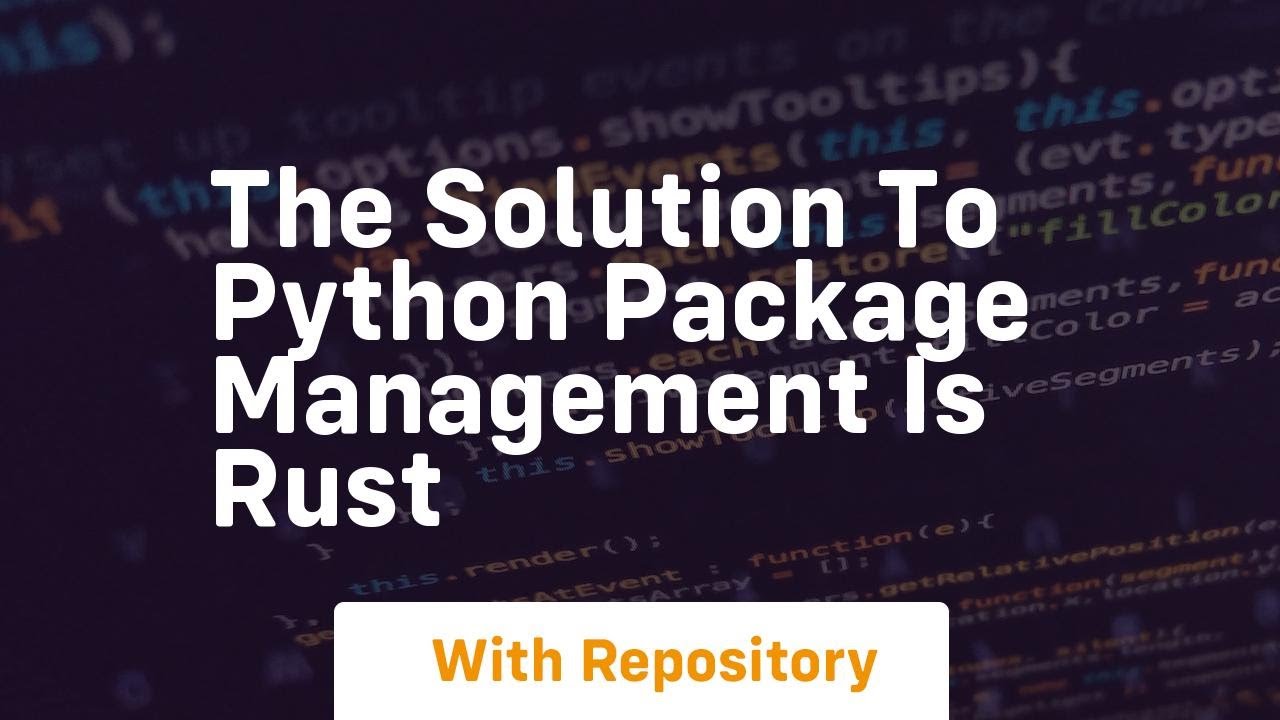 The solution to python package management is rust - YouTube
