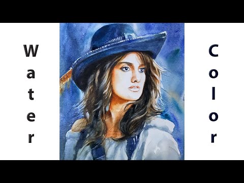 Penélope Cruz. How to use Watercolors .Portrait painting . Female figure study.