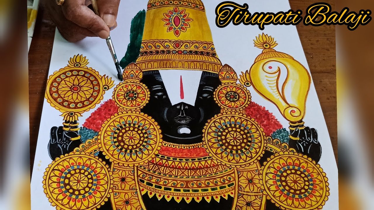How to draw Lord Venkateswara Swamy step by step painting Tirupati