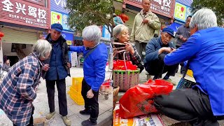 More than 80 years old kind old couple selling vegetables on the street  see a yi begging without h