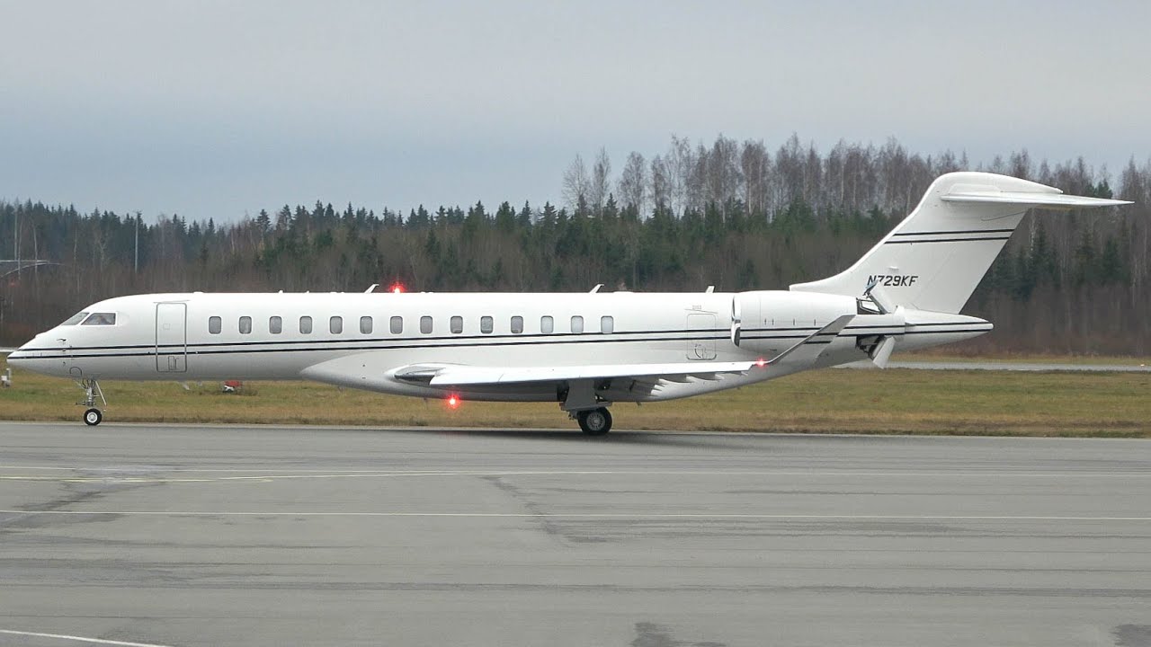 Bombardier Global 7500 N729KF Departs from Tampere-Pirkkala
