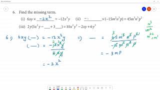 Class 8 TN Maths 3 ALGEBRA  Exercise 3.1   6. Find the missing term.