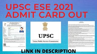 UPSC ESE 2021 ADMIT CARD OUT | EXAM DATE ? LINK IN DESCRIPTION