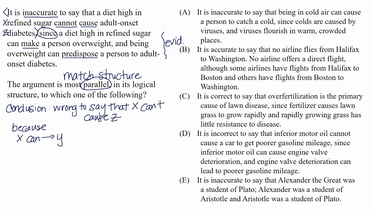 Match structure Video lesson Logical reasoning LSAT Khan