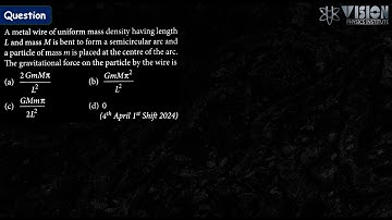 A metal wire of uniform mass density having length L and mass M is bent to form a semicircular arc