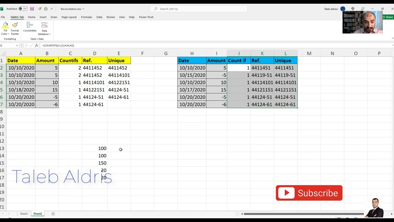 بناء قالب للمطابقة بين الحسابات - البنوك الموردين الزبائن الشركات الشقيقة