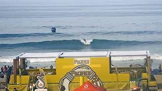 Taj Lindblad blasts a Huntington Beach wedge