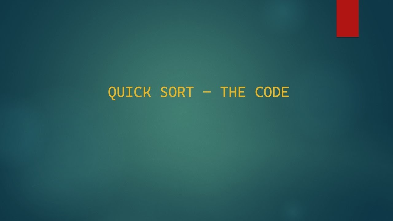 Quick Sort - The Code - YouTube