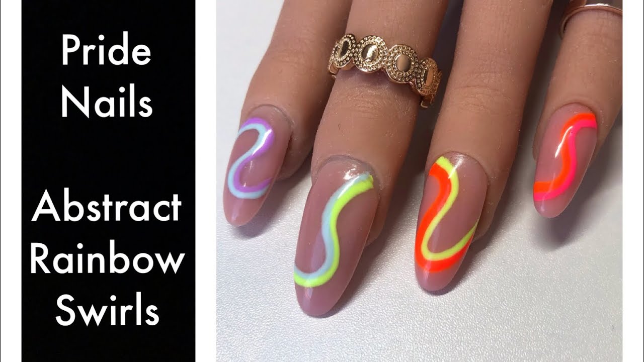 Pride Nails | Abstract Rainbow Swirls | Nail Art Tutorial - YouTube