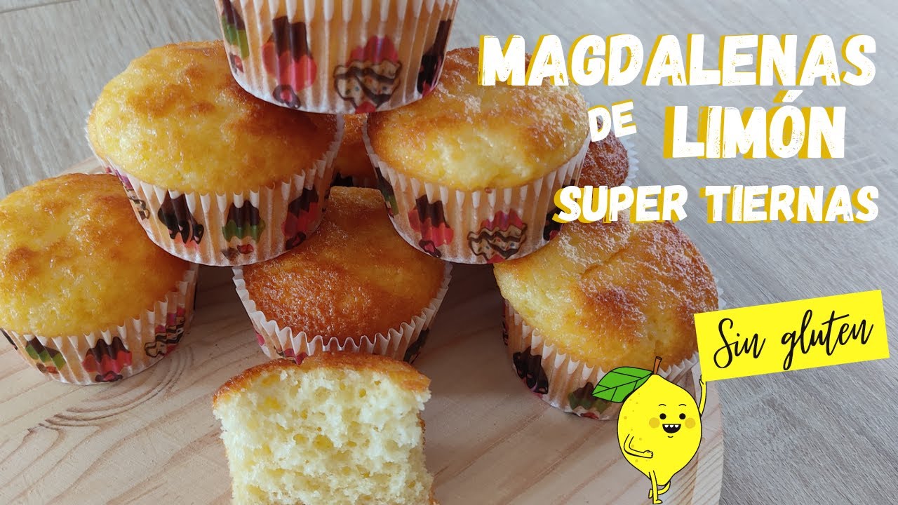 Magdalenas de limón sin gluten y sin lactosa - Fáciles y muy tiernas -