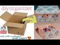 DIY organizer box from cardboard/makeup storage box/best out of waste