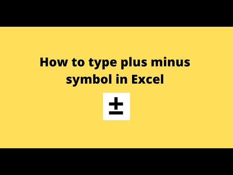 How to type plus minus symbol in Excel - YouTube
