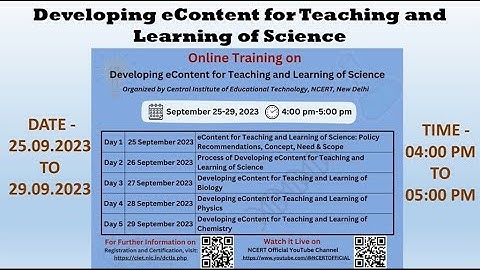 Quiz Link on “Developing eContent for Teaching and Learning of Science”  @NCERTOFFICIAL in comment