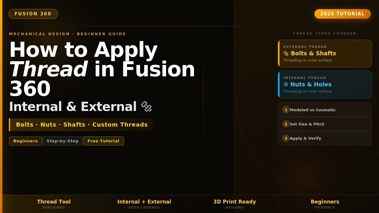 How to Apply Thread in Fusion 360 | Fusion 360 Tutorial for Beginners ...