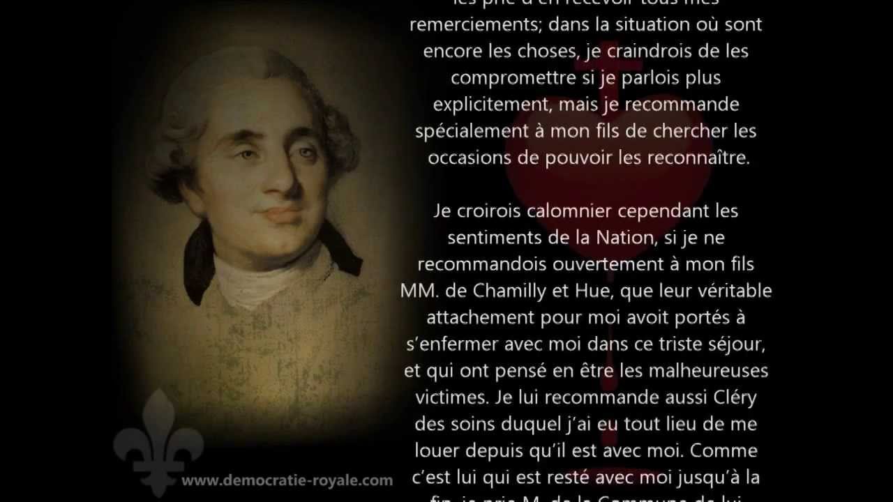Louis XVI Testament du Roi Louis XVI 1789 exécution Louis XVI