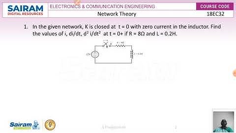 Lecture video_18EC32_Module3_Initial condition problems_Dr. A Poonguzhali