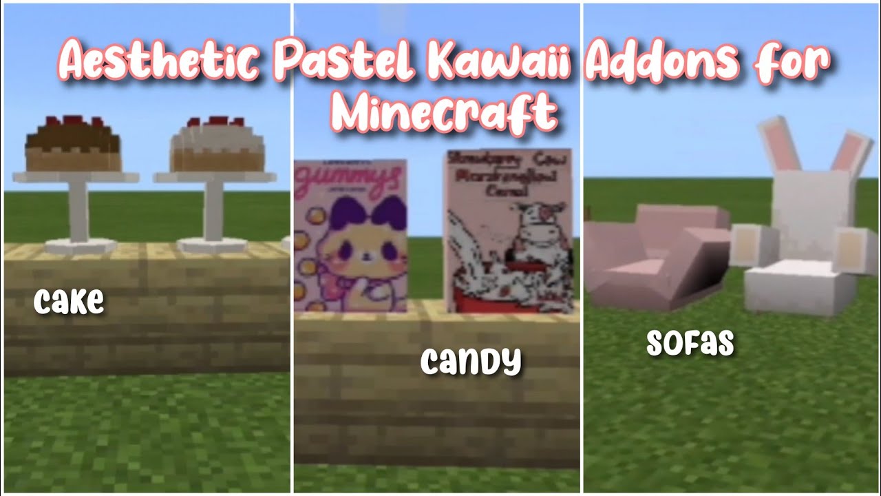 Aesthetic Pastel Kawaii Addons for Minecraft 🌸 foods, furniture etc