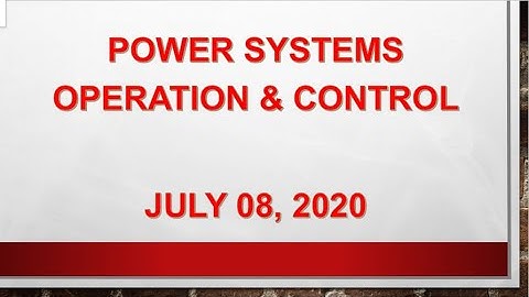 Power Systems Operation and Control