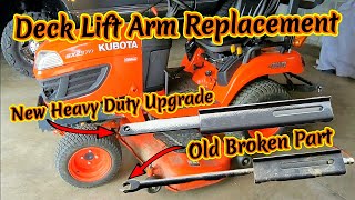 Kubota Bx2370 Broken Deck Lift Arm Replacement. #kubota #bx2370
