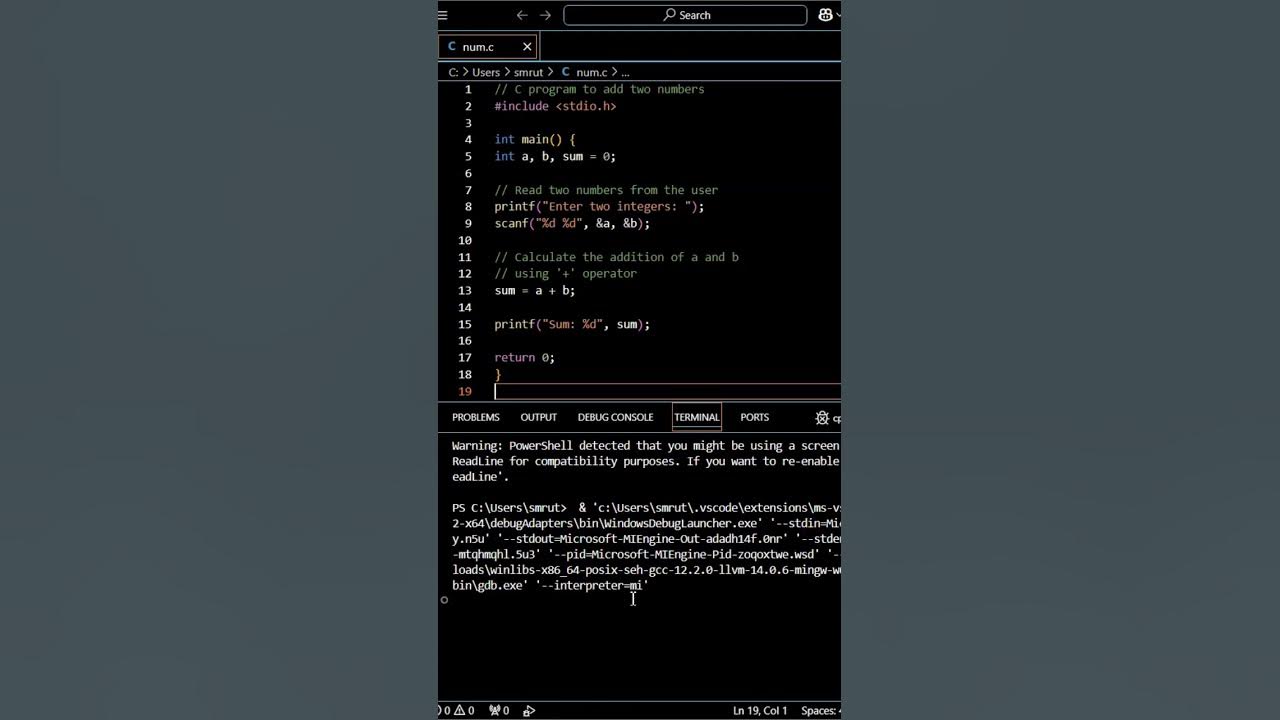 C program to add two integer - YouTube