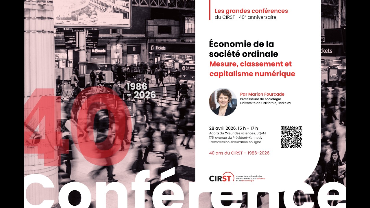 Grande conférence - Économie de la société ordinale. Mesure, classement et capitalisme numérique