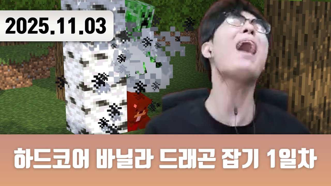 20251103 | 하늘에서 크리퍼가 떨어진다면 [마인크래프트 하드코어 바닐라 엔더 드래곤 잡기 1일차]