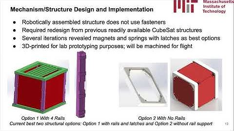 Ground based 1U CubeSat Robotic Assembly Demonstration