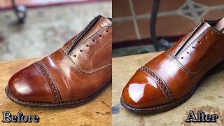 The Difference a Good ol’ Fashioned Shoe Shine Shine Can Make: Shining Only One Shoe for Comparison