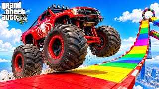 🚛 MONSTER TRUCK Takes on Mega Ramp Stunt Challenge in GTA 5 😱Spider-Man الرجل العنكبوت انقاذ با تمان screenshot 4