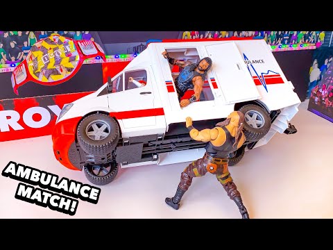 Roman Reigns vs Braun Strowman - Ambulance Action Figure Match!