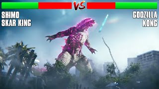 Godzilla \& Kong Vs Shimo \& Skar King Final Battle Scene 4K with Health Bar