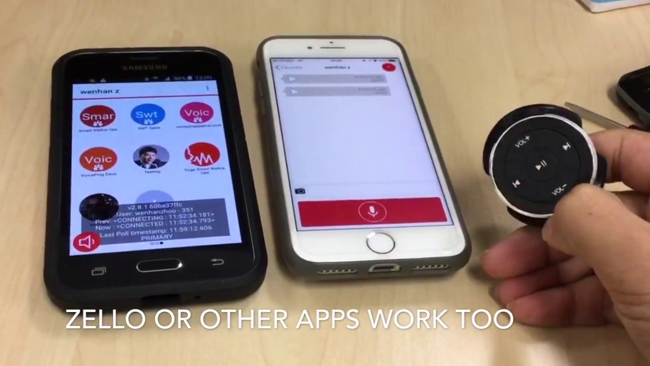 Remote button for PTT on Zello/VoicePing