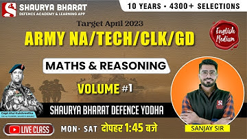 Volume Part-1-  Math ARMY GD/CLK/NA/TECH/TDMN  Target 26 April 2023   -BY SANJAY SIR