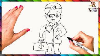Como Desenhar Um Médico Passo A Passo ‍️ Desenhar Médico Fácil